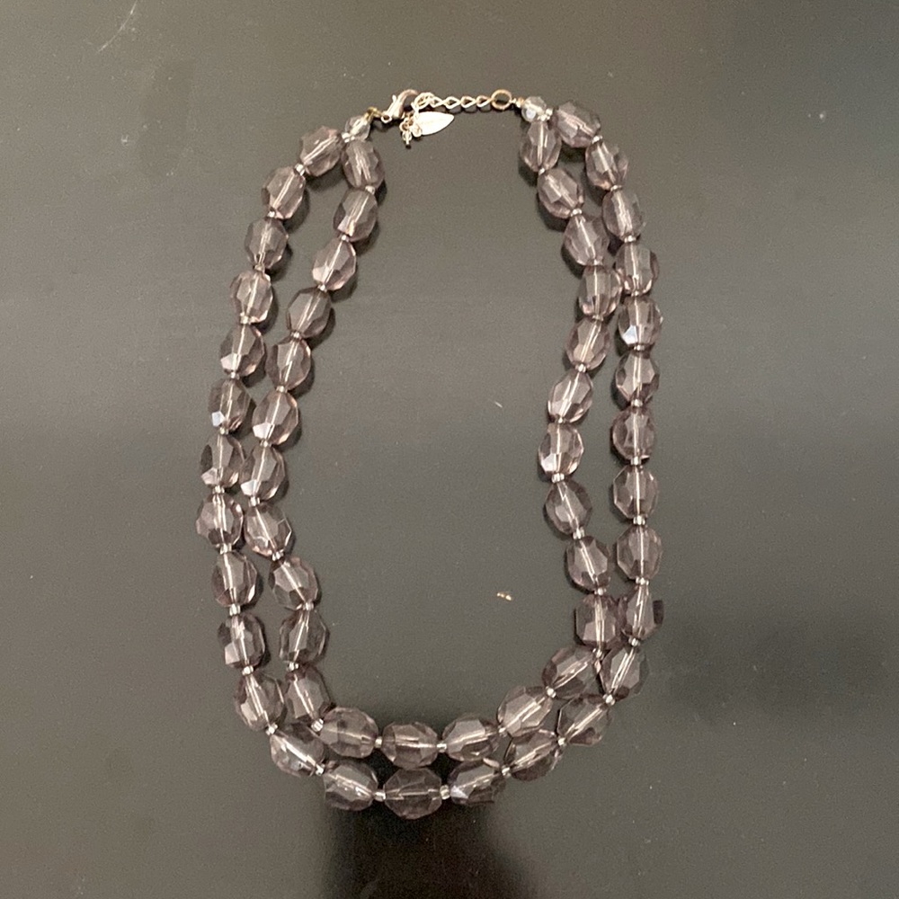 Double layer adjustable purple clear necklace